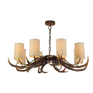 Antler 8 Light Rustic Pendant complete with Shades