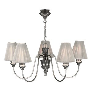 Doreen 5 Light Pendant Pewter complete with String Shades
