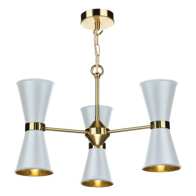 Hyde 6Lt Pendant Polished brass Arctic White