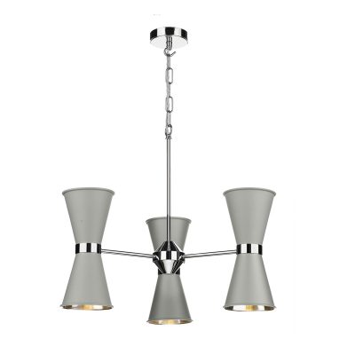 Hyde 6 Light Pendant Chrome complete with Powder Grey Metal Shade