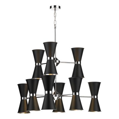 Hyde 18 Light Pendant Chrome complete with Black Metal Shade