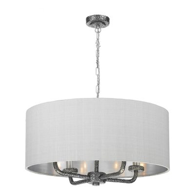 Sloane 4 Light Pendant Pewter complete with Silk Shade
