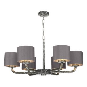 Sloane 6 Light Pendant Pewter complete with Silk Shade