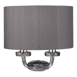 Sloane 2 Light Wall Washer Pewter complete with Silk Shade