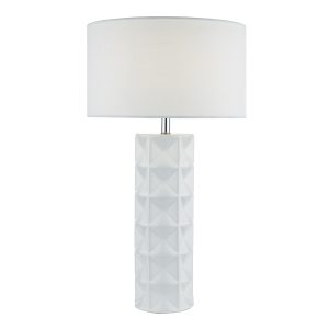 Gift Table Lamp White With White Linen Shade