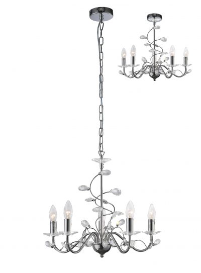 Willow Pendant Base Only 5 Light Chrome/Crystal