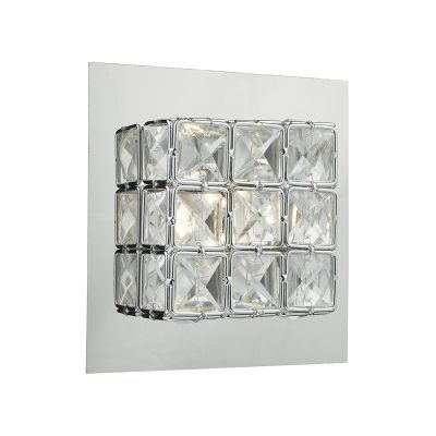 Imogen Wall Light LED glass faceted squares Polished Chrome frame