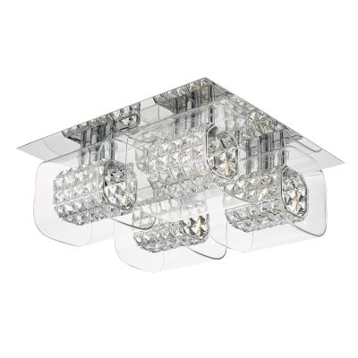 KABUKI 4LT G9 flush polished chrome with crystal beads in clear glass shade
