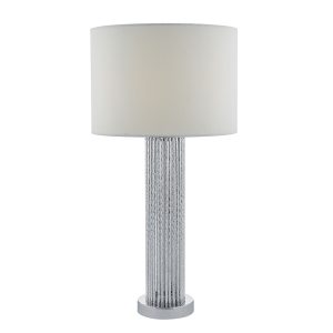 Lazio Table Lamp Silver C/W White Cotton Shade