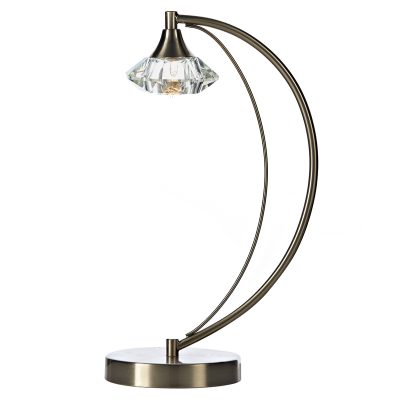Luther 1 Light Table Lamp C/W Crystal Glass Satin Chrome