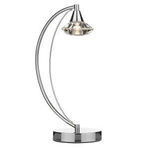 Luther 1 Light Table Lamp C/W Crystal Glass Polished Chrome