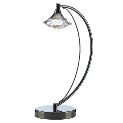 Luther 1 Light Table Lamp C/W Crystal Glass Black Chrome