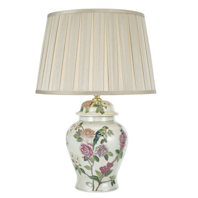 Peony Porcelain Table Lamp Base Hand Finished Floral Motif