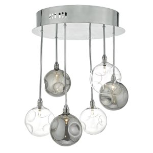 Quinn 6lt Semi Flush Polished Chrome With Smoked & Clear Glass