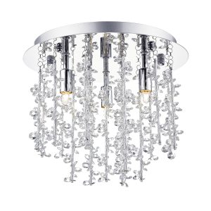 Sestina 3 Light G9 Flush With Decorative Rods and Crystal Beads
