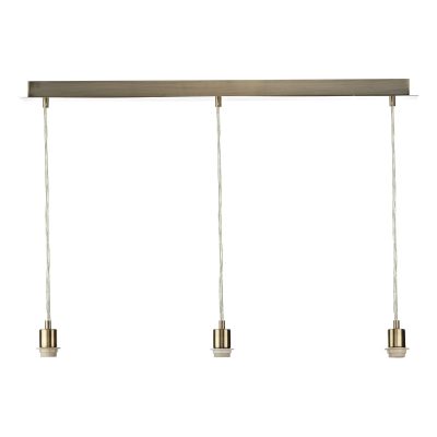 3 Light Antique Brass E27 Suspension With Clear Cable