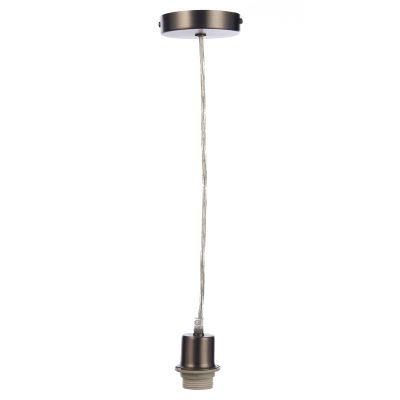 1 Light Antique Chrome E27 Suspension With Clear Cable
