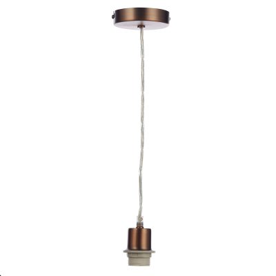 1 Light Aged Copper E27 Suspension With Clear Cable
