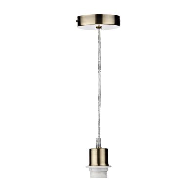 1 Light Antique Brass E27 Suspension With Clear Cable