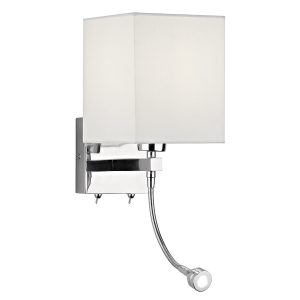 Tatton E27 & 1W LED Wall Lamp C/W White Shade