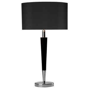 Viking Table Lamp Polished Chrome & Black C/W Black Linen Shade VIK1322