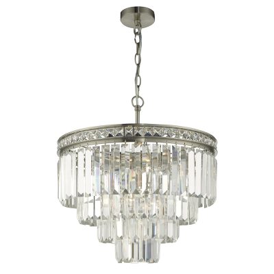 Vyana 4 Light  4 Tier Pendant Brushed Nickel and Crystal Droppers