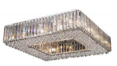NLCB - Luxe 12 Light Square Crystal Flush